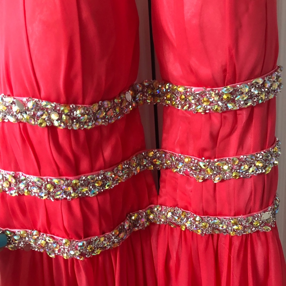 Coral floor length prom dress.. PROM!!!!
